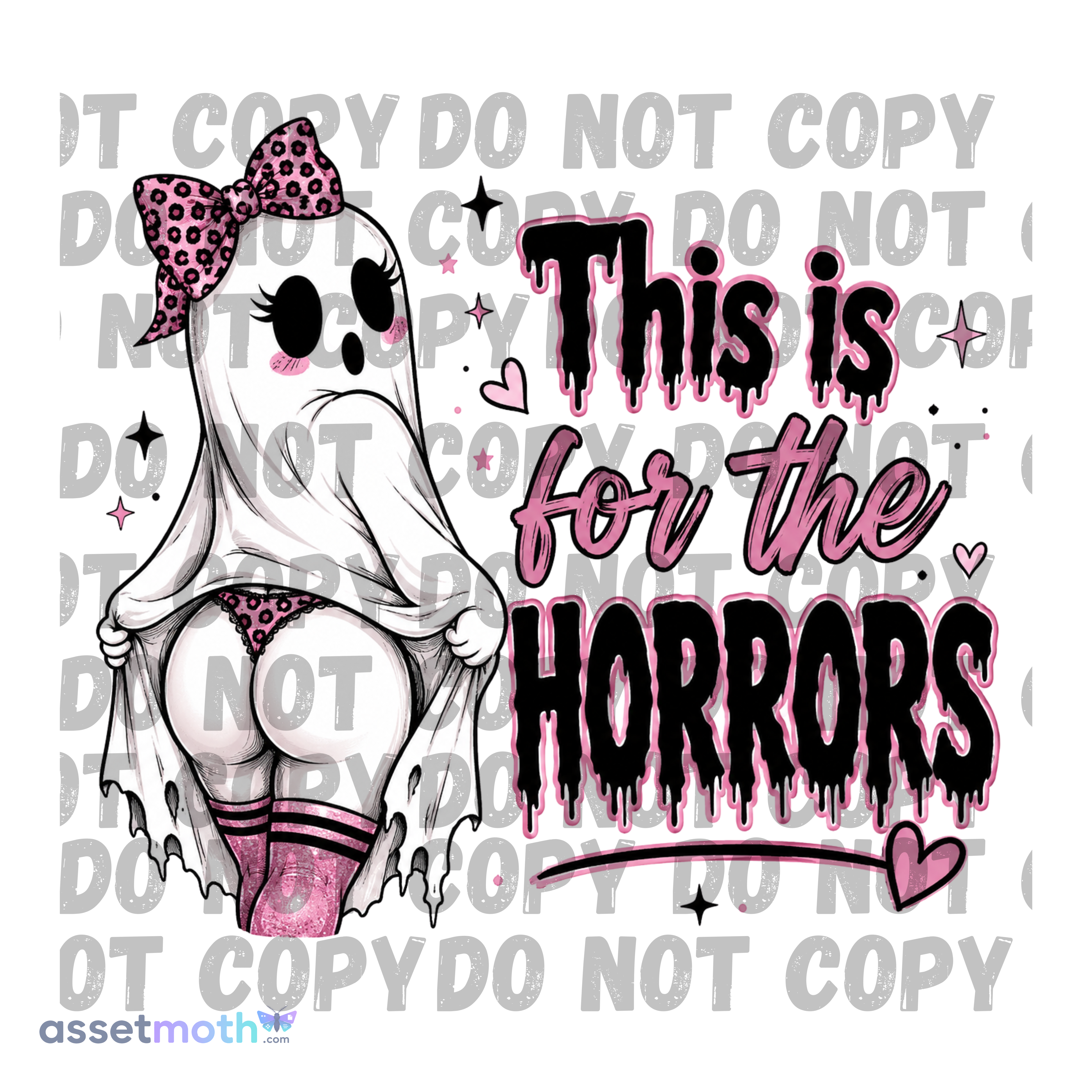 This Is for the Horrors PNG | Sassy Ghost Girl PNG | Funny Halloween Sublimation Design | Pink Coquette Ghost Digital Download preview image