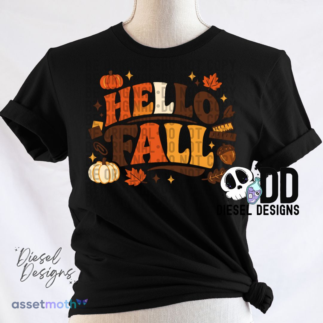 Hello Fall PNG Sublimation Design preview image